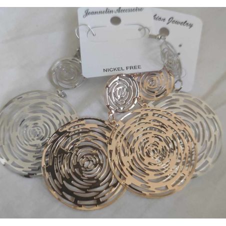 Boucles d'oreilles pendant rondes labyrinthe